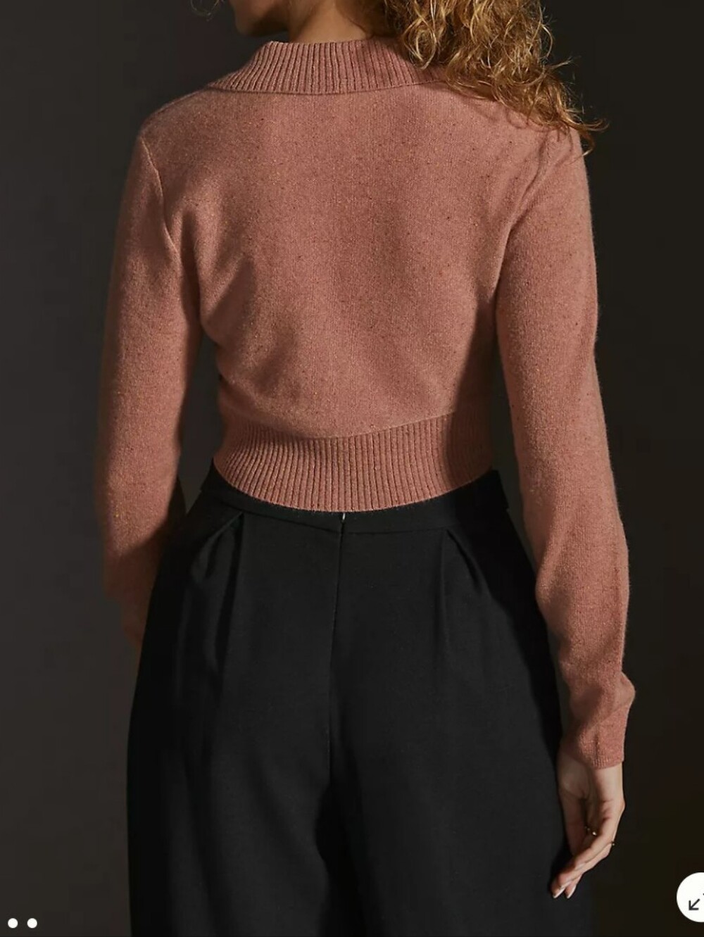 Pilcro Rose Pink V-Neck Cropped Sweater - Picture 4 of 6